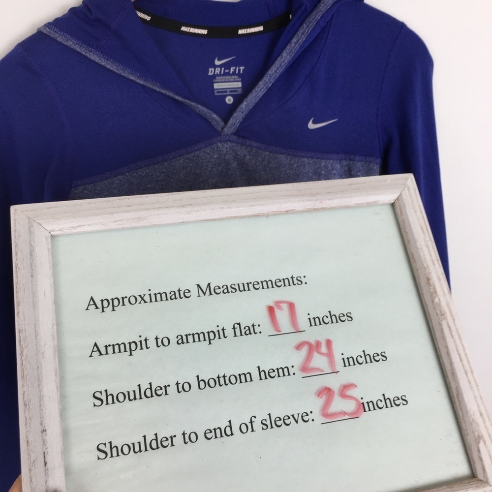 Nike Running Lightweight Hooded Shirt Long Sleeve Blue Strip Women’s Size Small - Picture 13 of 13